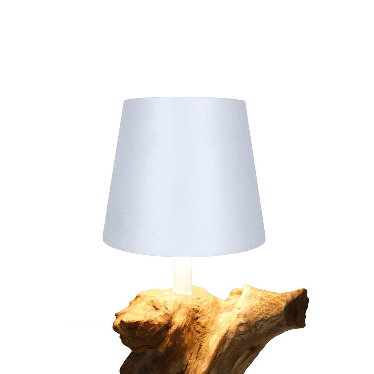 Tischleuchte 29 cm Natur/Weiß mit LED-Akku - SalesFever