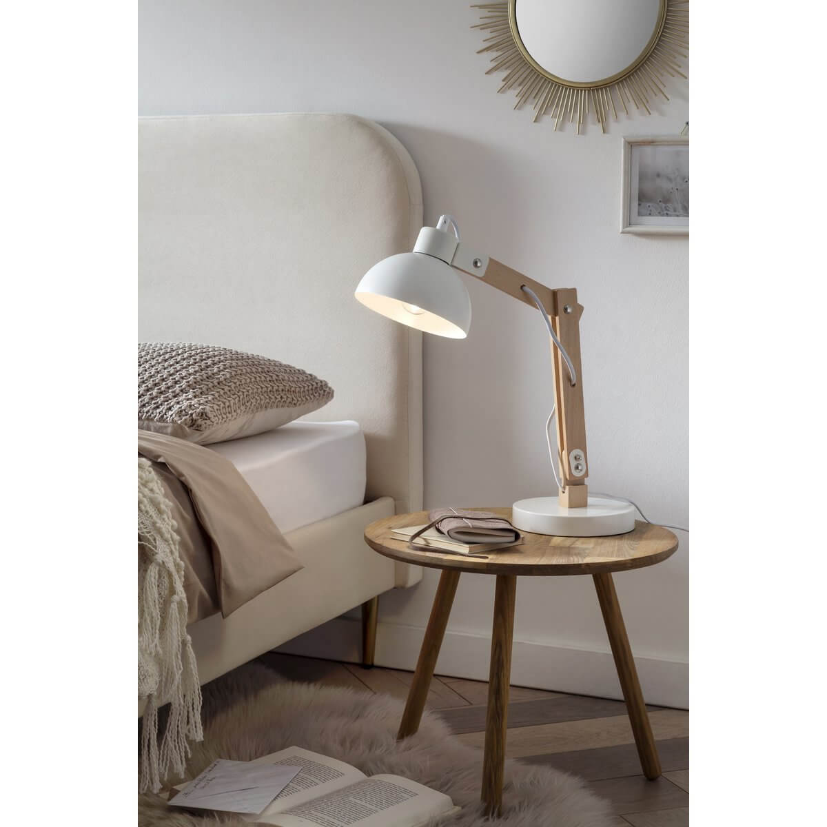 Table lamp Scandinavian white/natural - SalesFever