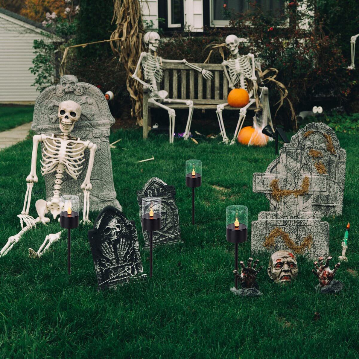 Tuindecoratie stokken metaal kunststof - 37 cm - set van 4