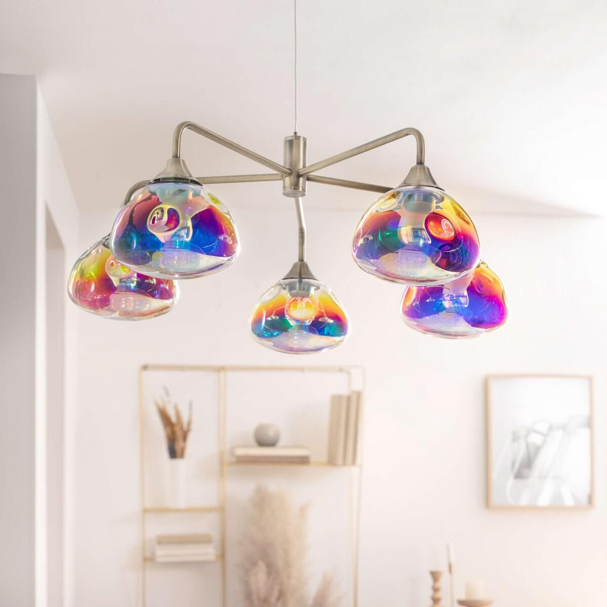 Varna hanglamp met irisglas - 5 lichtpunten - Ø 50 × 120 cm