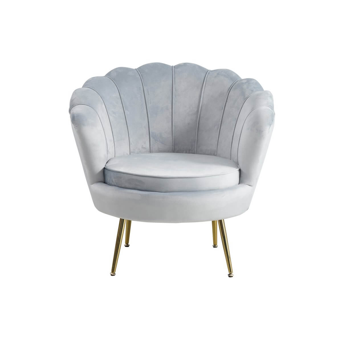 Velvet shell armchair in light grey - SalesFever