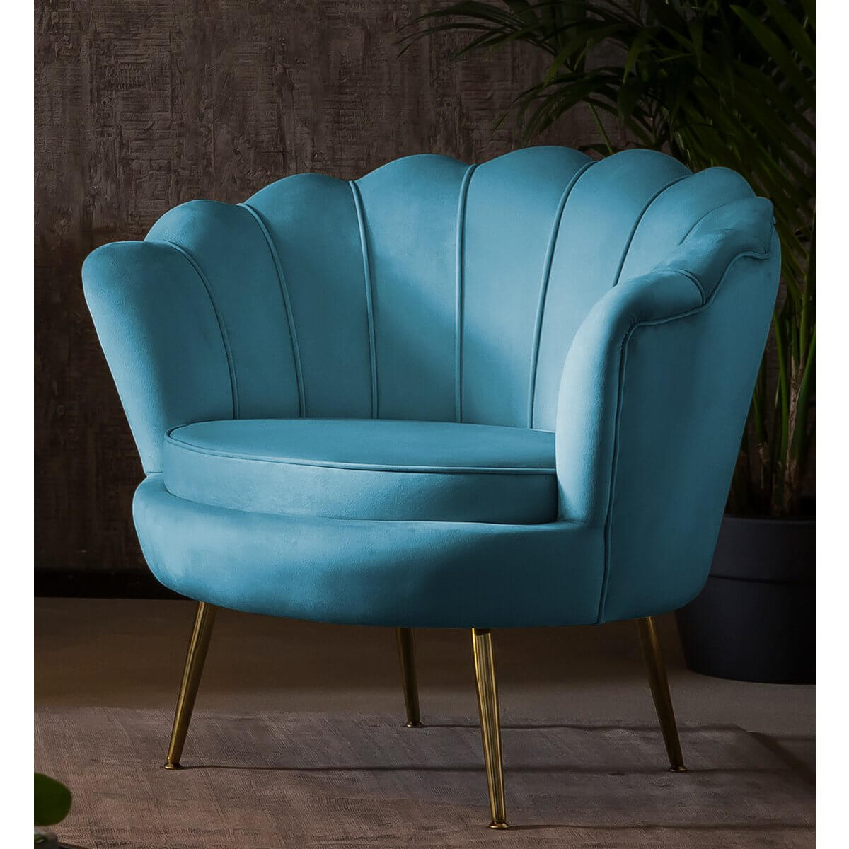 Velvet shell armchair blue - SalesFever
