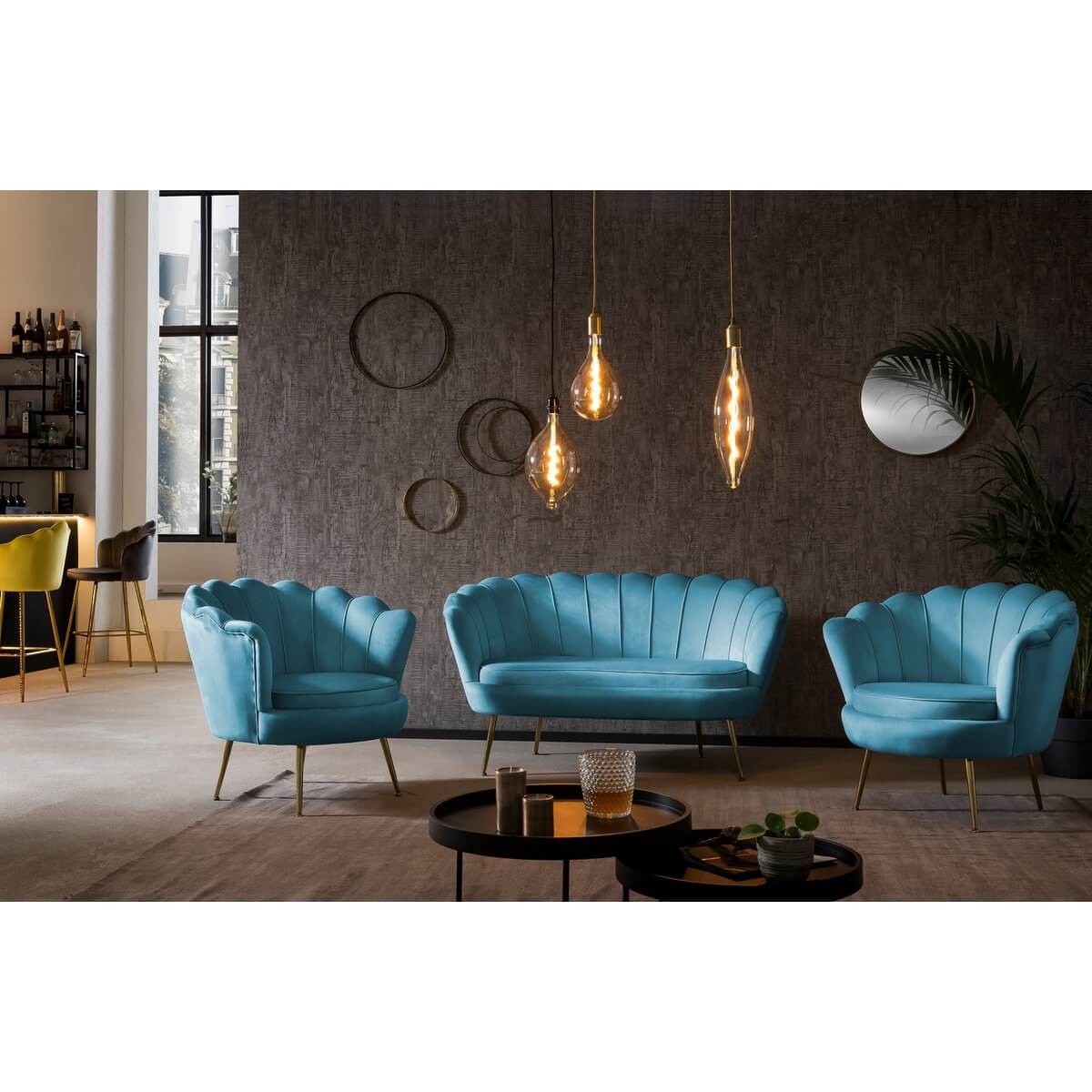 Velvet shell armchair blue - SalesFever