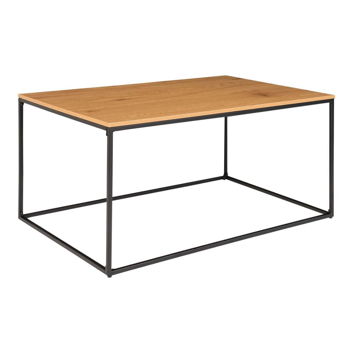 Vita salontafel eikenlook - zwart metalen frame - 60 × 90 × 45 cm