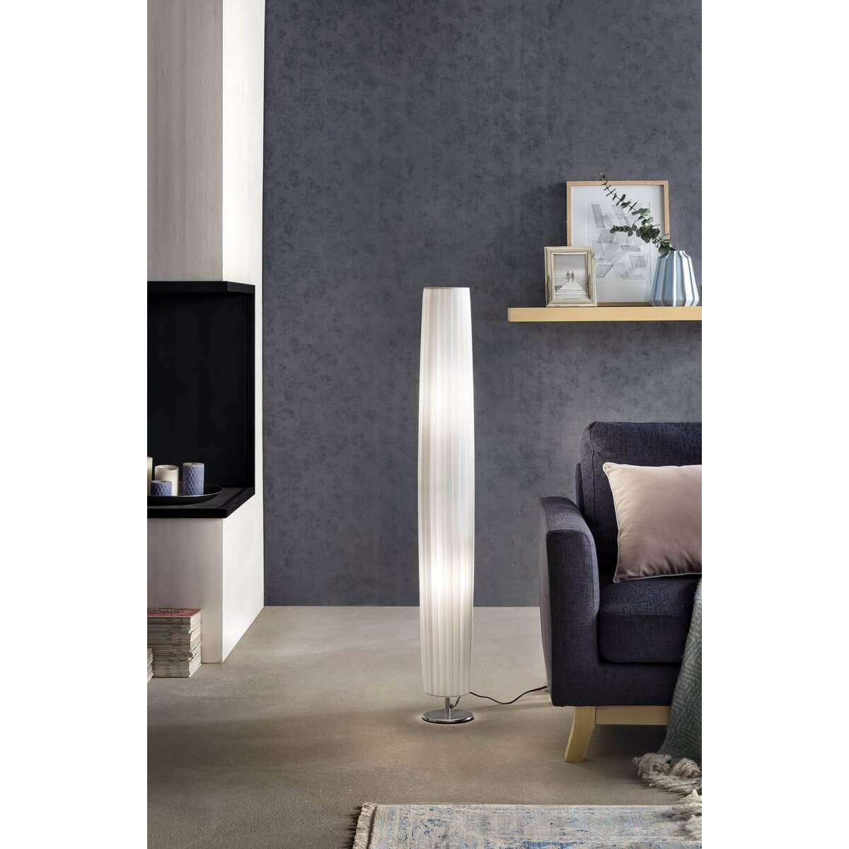 Floor lamp 120 cm round white, chrome - SalesFever