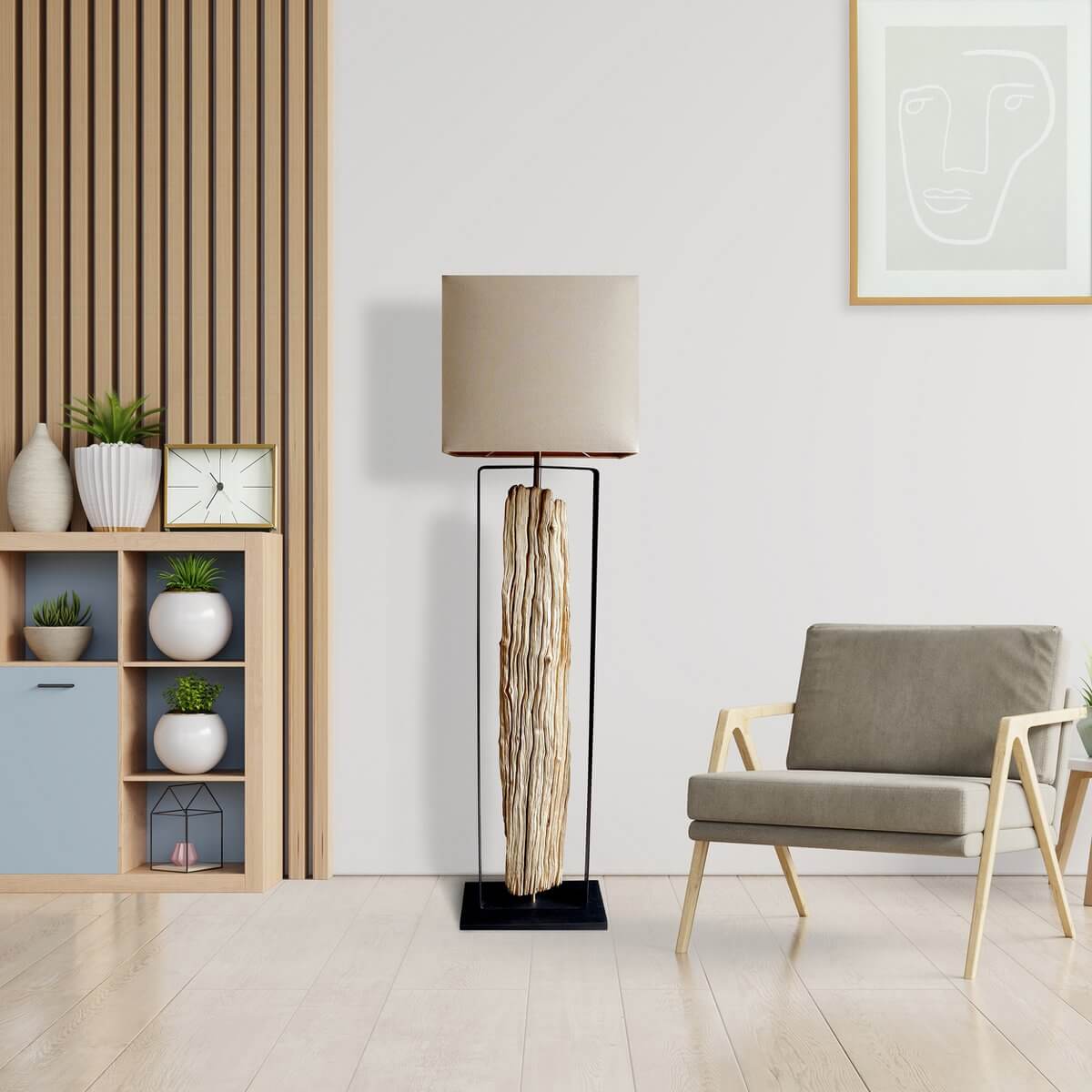 Stehleuchte Treibholz Natur/Beige 165 cm - SalesFever