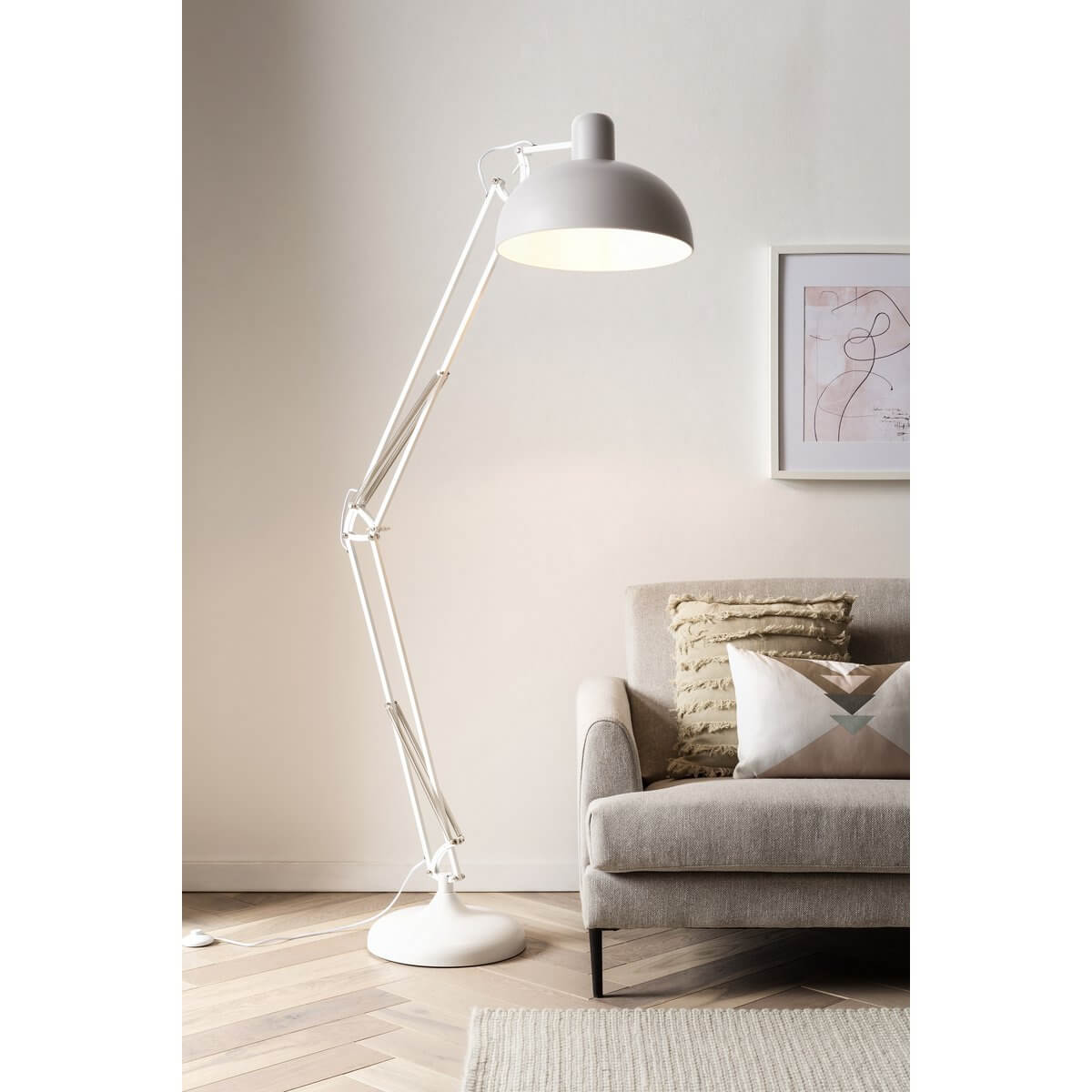 Industrial floor lamp white adjustable - SalesFever