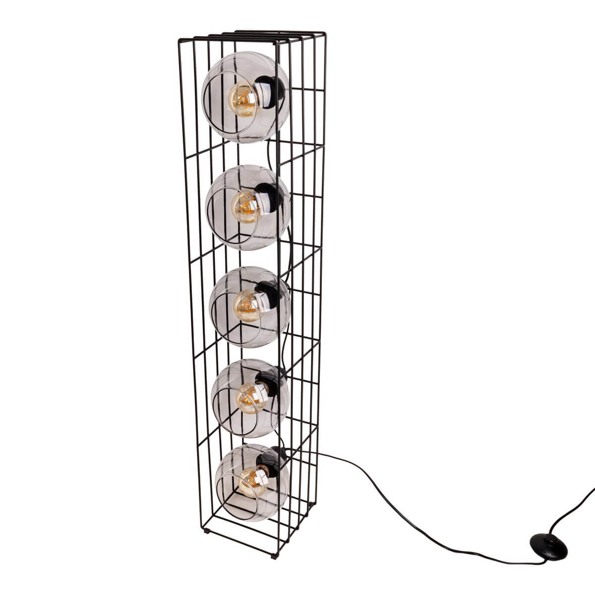 Vloerlamp getint glas zwart metaal - E27 - 18 × 18 × 95 cm