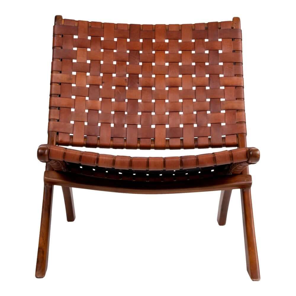Perugia Folding Chair - Teak Wood, Leather, Brown - 66x74x73 cm - House Nordic ApS