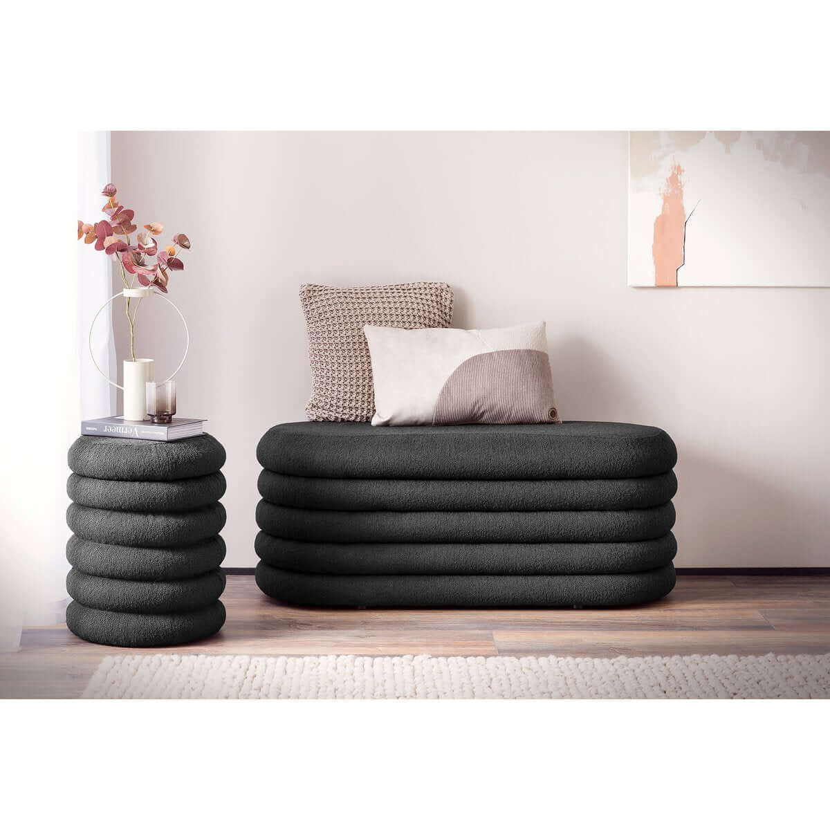 Looped Sitzhocker Ø38 cm Anthrazit - SalesFever