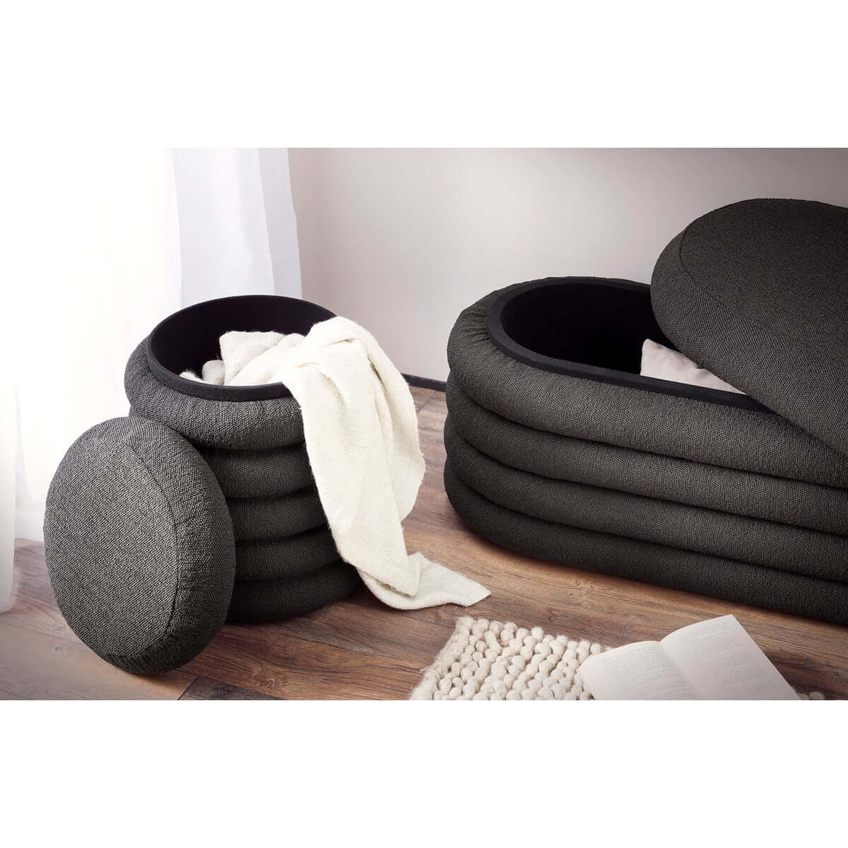 Looped Sitzhocker Ø38 cm Anthrazit - SalesFever