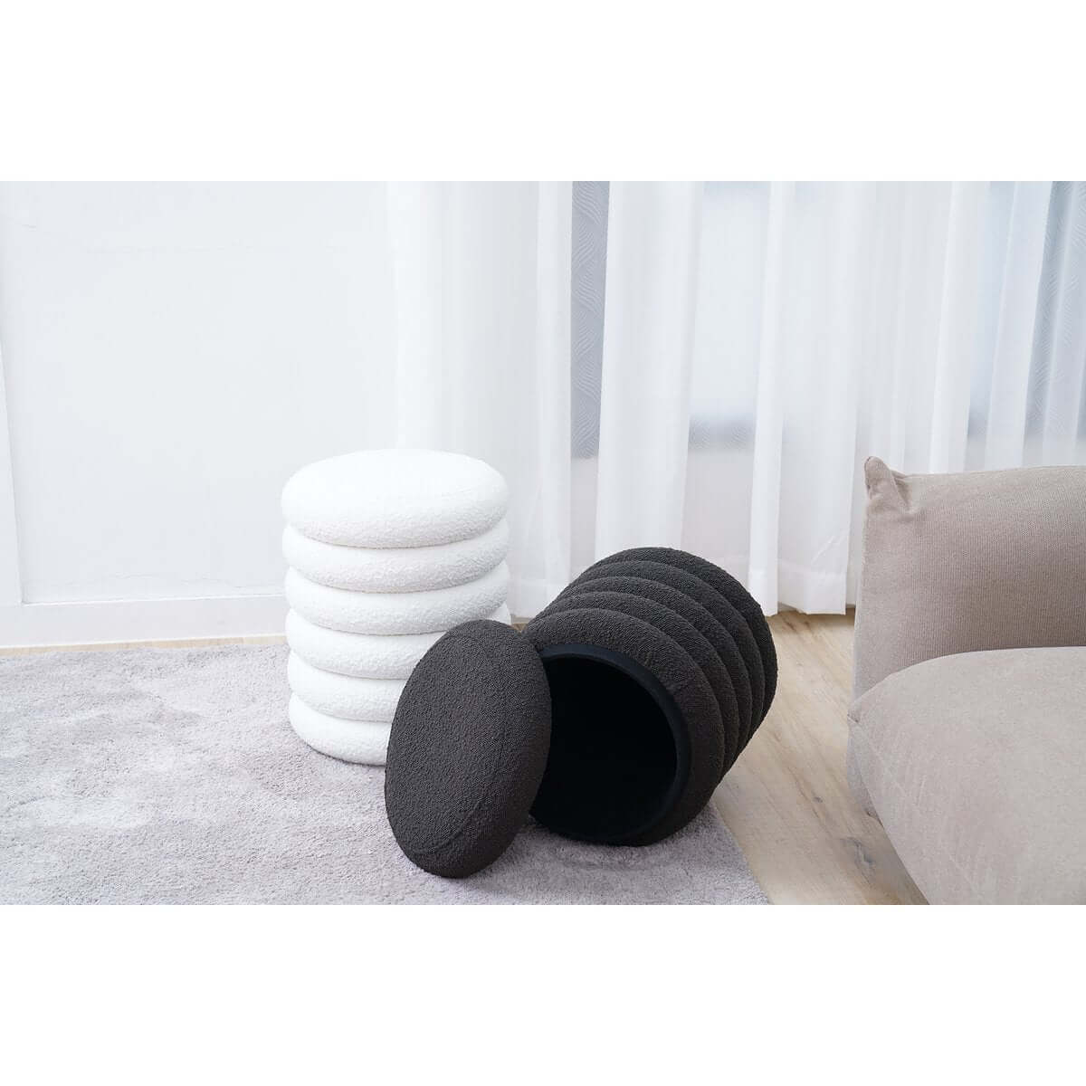 Looped Sitzhocker Ø38 cm Anthrazit - SalesFever