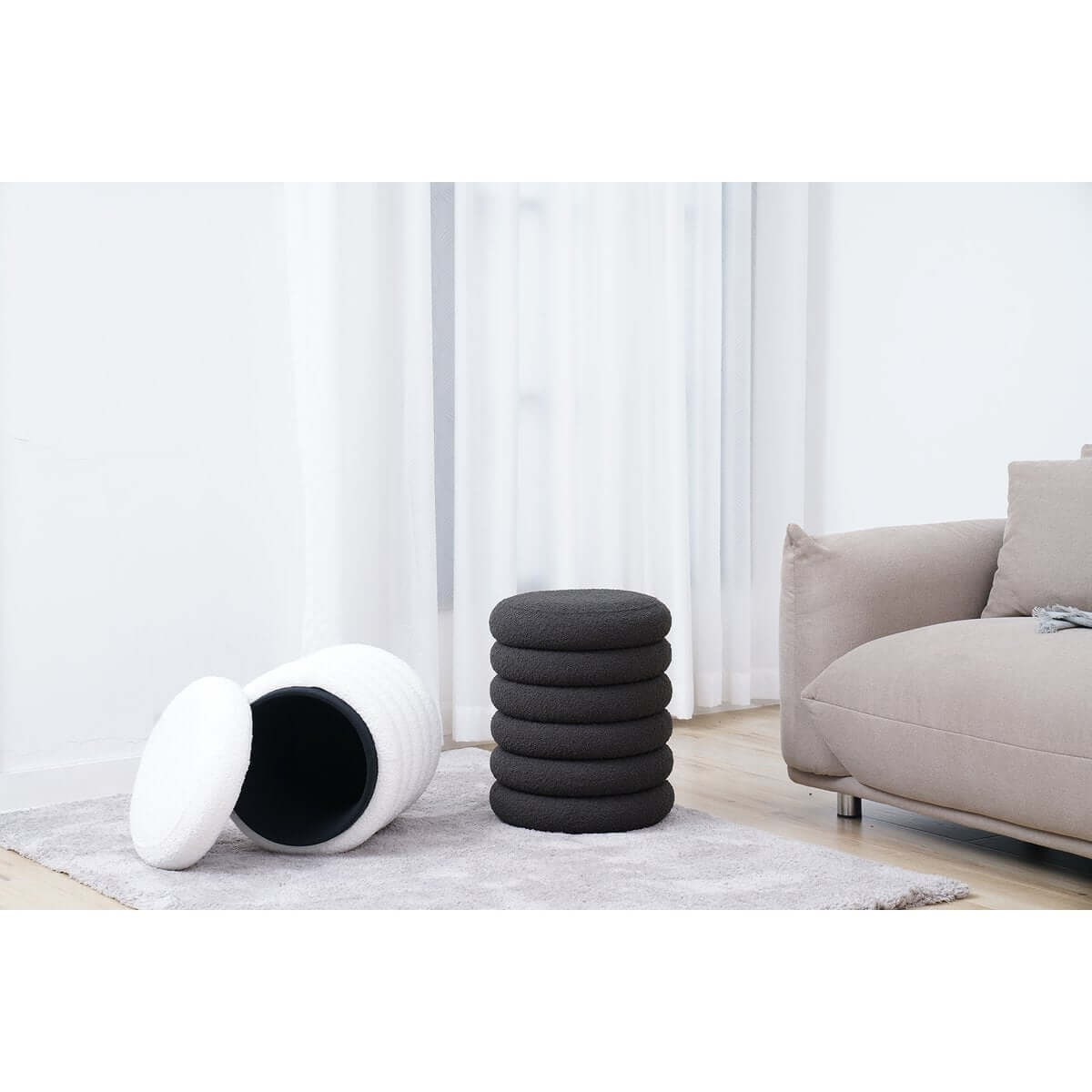 Looped Sitzhocker Ø38 cm Anthrazit - SalesFever