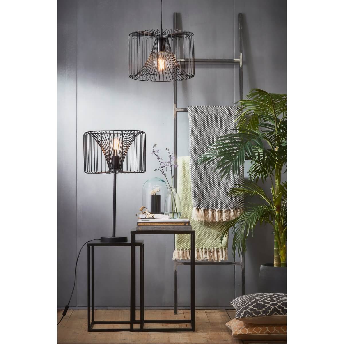 Goa bijzettafels metaal zwart - vierkant met hoogteverschil - set van 2