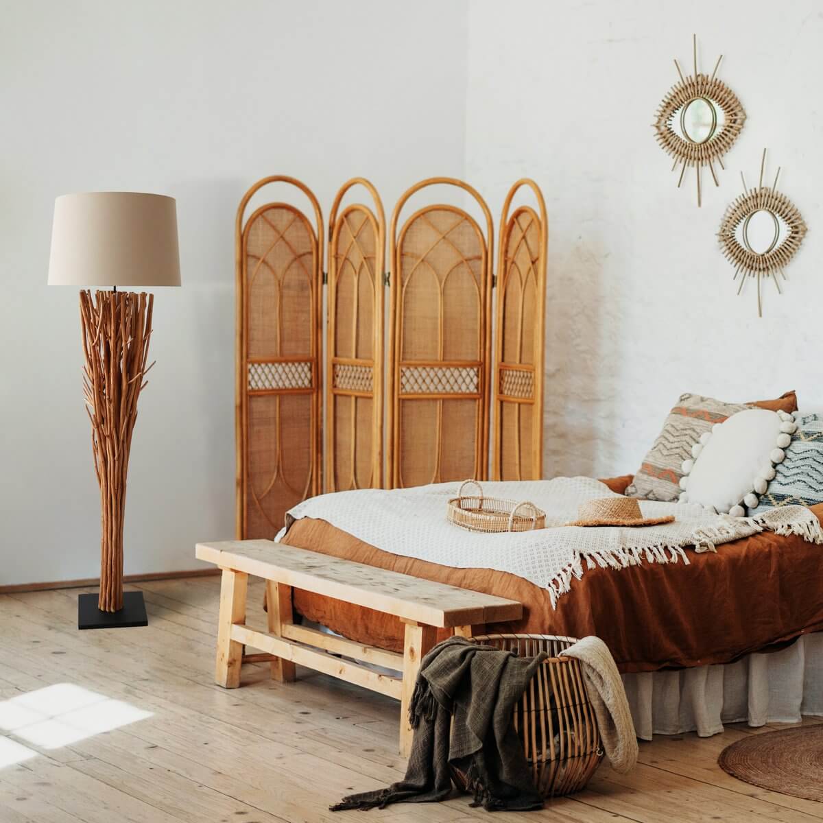 Stehleuchte Treibholz Natur/Weiß 175 cm - SalesFever