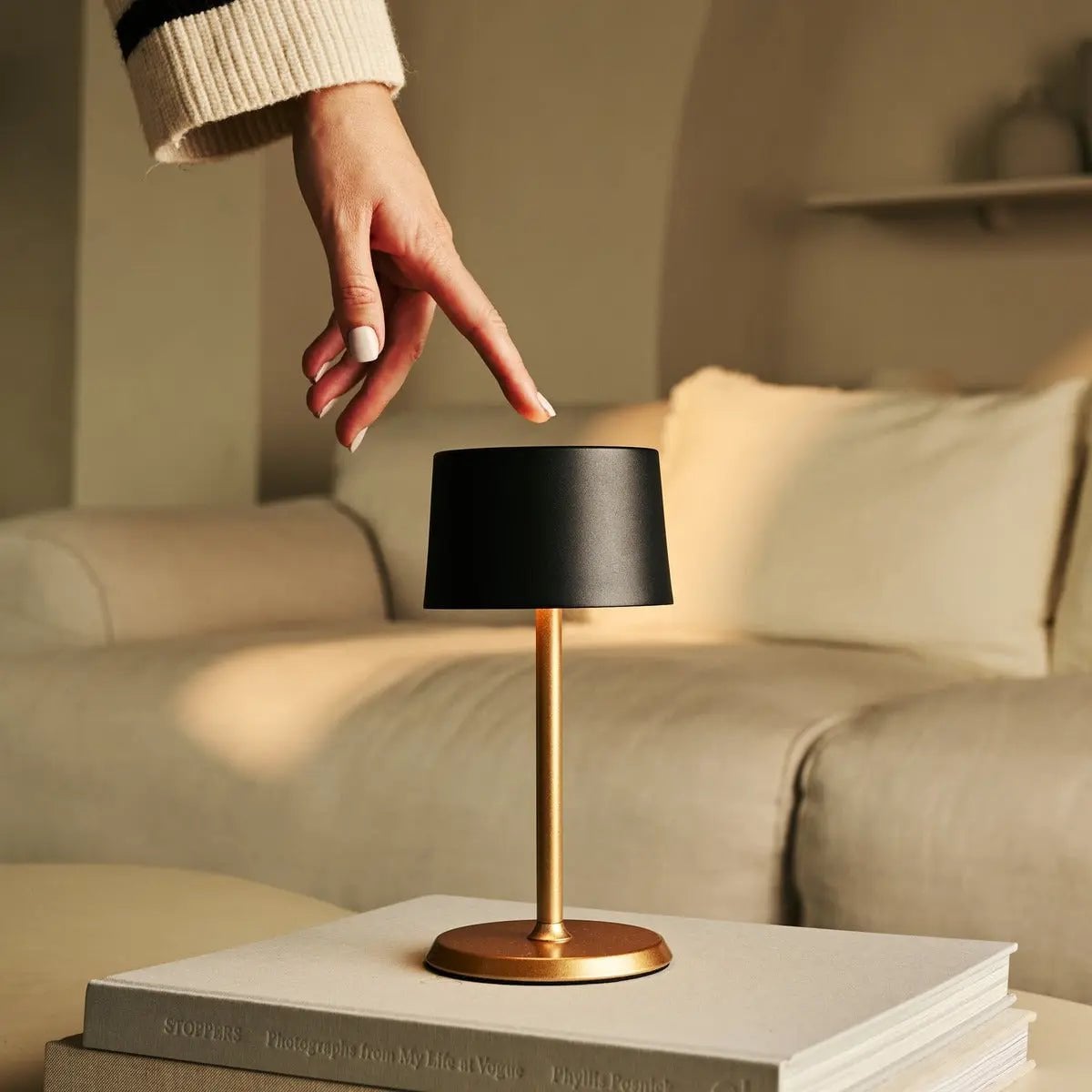 David Black & Gold oplaadbare tafellamp 2 op 1 met verstelbare hoogte - dimbaar en draadloos met 120 uur batterij