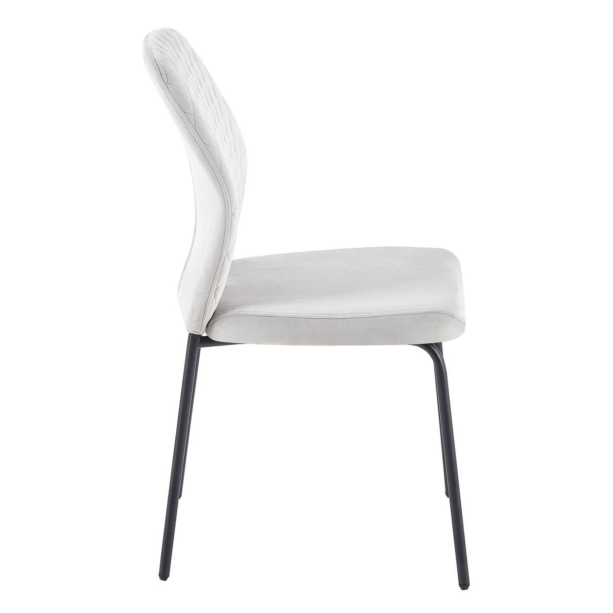 Eetkamerstoel Lichtgrijs met Zwart Metalen Frame – Fluweel & Diamantstiksel – Set van 2 - SalesFever - Casanovio