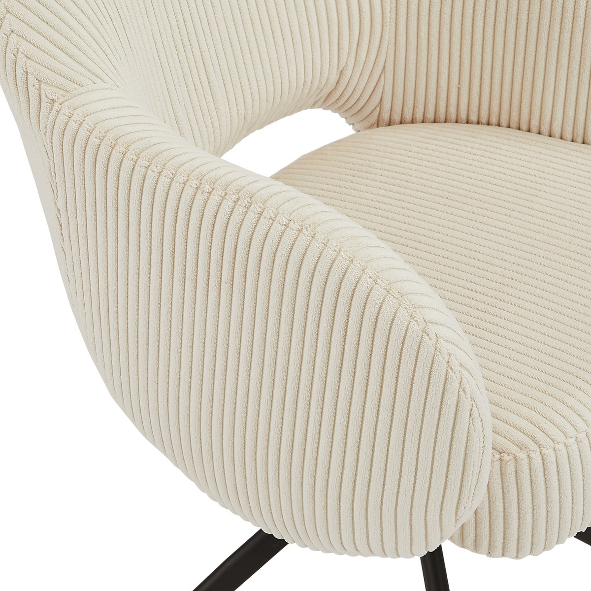 Draaifauteuil Beige met Zwart Metalen Frame – Corduroylook & Pocketvering - SalesFever - Casanovio