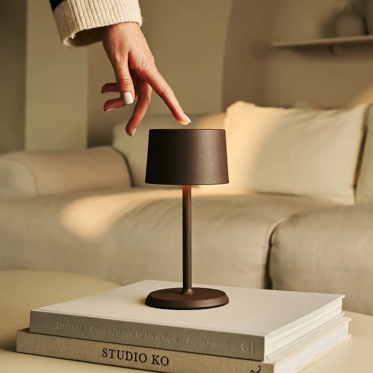 David Mokkabruine oplaadbare tafellamp 2 in 1 met verstelbare hoogte | Dimbaar en draadloos