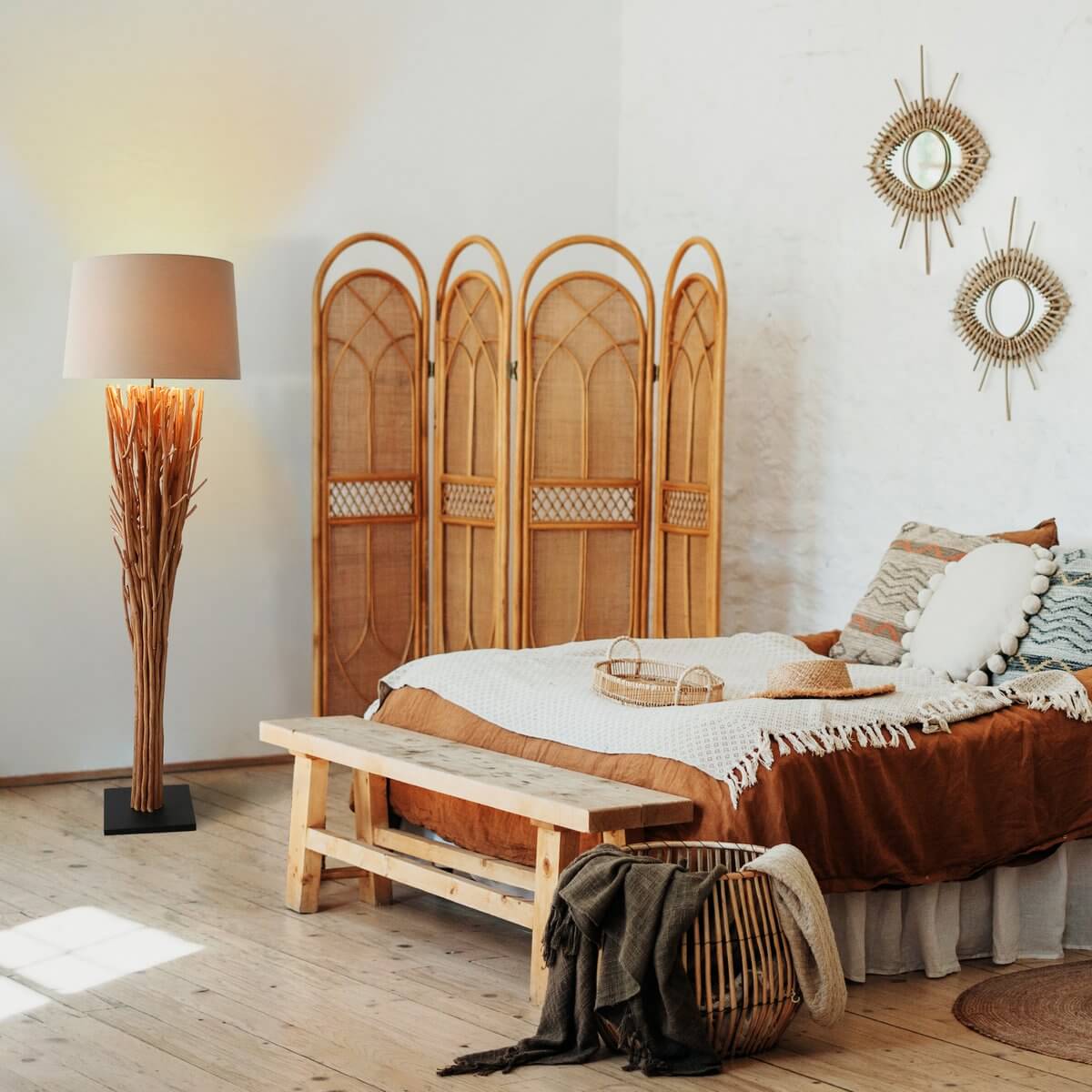 Stehleuchte Treibholz Natur/Weiß 175 cm - SalesFever