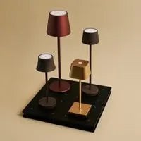 Combiset Professioneel | 4 x De Pijp Mini Mokka Bruin Oplaadbare Tafellampen & 1 x Amstel Oplaadstation