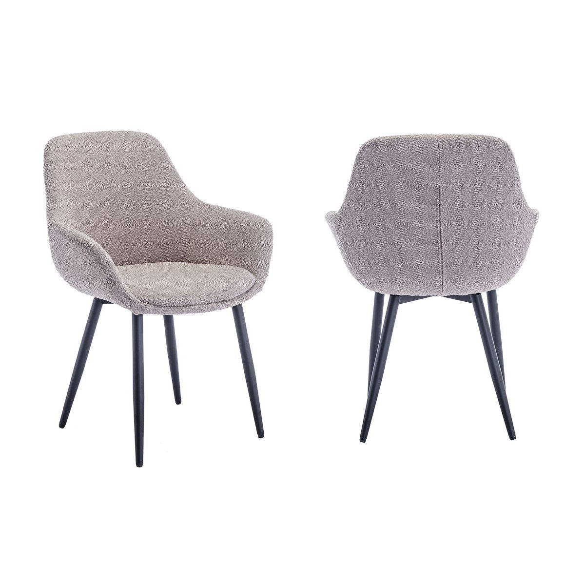 Eetkamerstoel Bruin met Zwart Metalen Frame – Bouclé & Armleuningen – Set van 2 - SalesFever - Casanovio