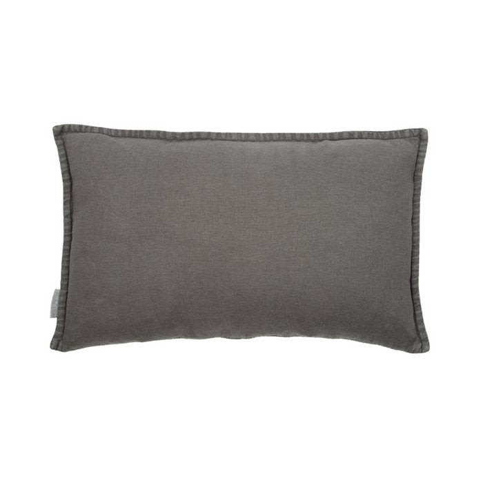 Vintage fluweel/linnen kussen donkergrijs 50x30