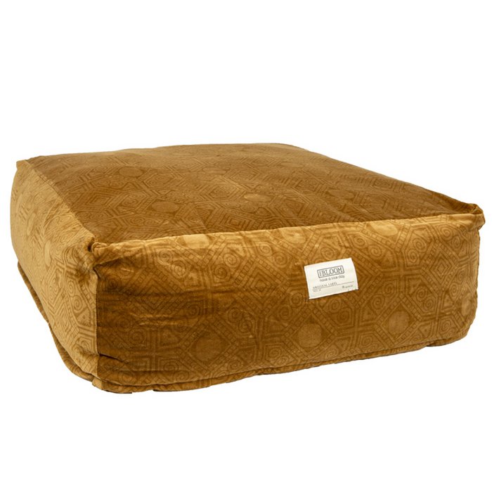 Fluwelen vloerkussen Donna mosterd 65x65x25