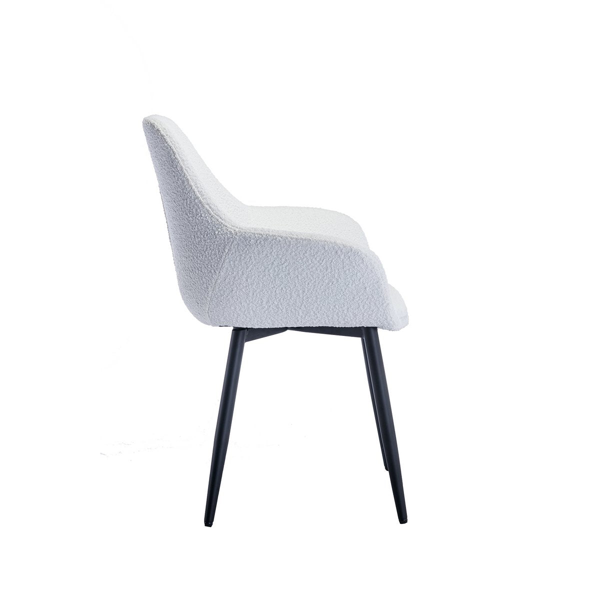 Eetkamerstoel Lichtgrijs met Zwart Metalen Frame – Bouclé & Armleuningen – Set van 2 - SalesFever - Casanovio