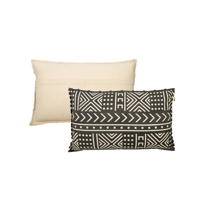 Kussen Mila zwart/gebroken wit 50x30