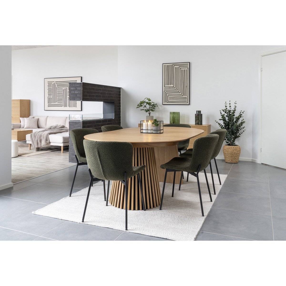 Eucalyptusboom - Groen, PE-kunststof, polyester, draad, cement, 120 cm
