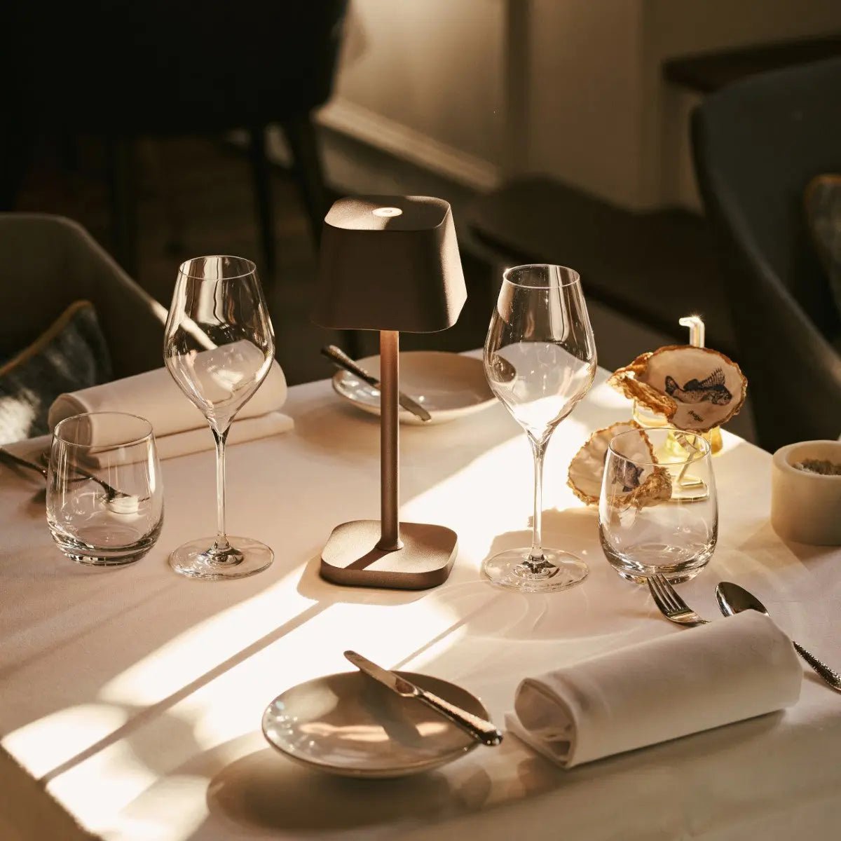 Ava Mokka Bruin Oplaadbare Tafellamp | Draadloos en dimbaar