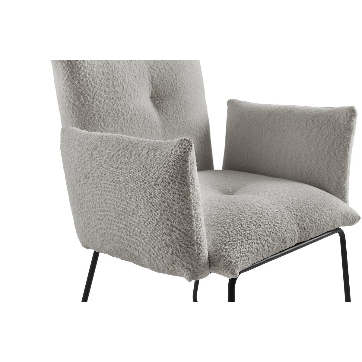 Eetkamerstoel Grijs met Zwart Sledeframe – Bouclé & Knoopstiksel - SalesFever - Casanovio