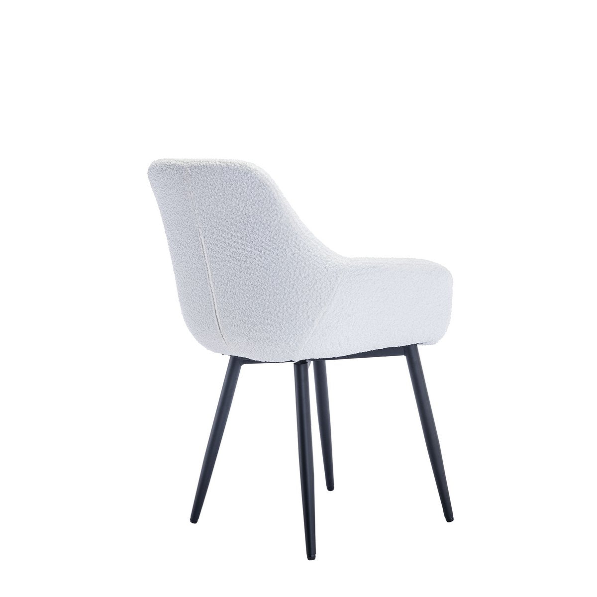 Eetkamerstoel Lichtgrijs met Zwart Metalen Frame – Bouclé & Armleuningen – Set van 2 - SalesFever - Casanovio