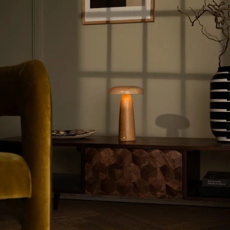 Lennart Houten Tafellamp – Oplaadbare, dimbare en draadloze verlichting