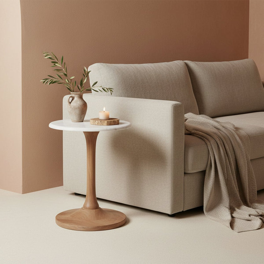 Kuala Lumpur bijzettafel marmer wit - 40x40x50 cm