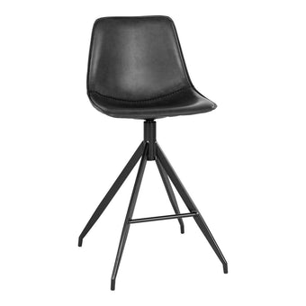 Monaco Counter Chair - Zwart, PU, zwarte metalen poten, 51x44x96cm - set van 2