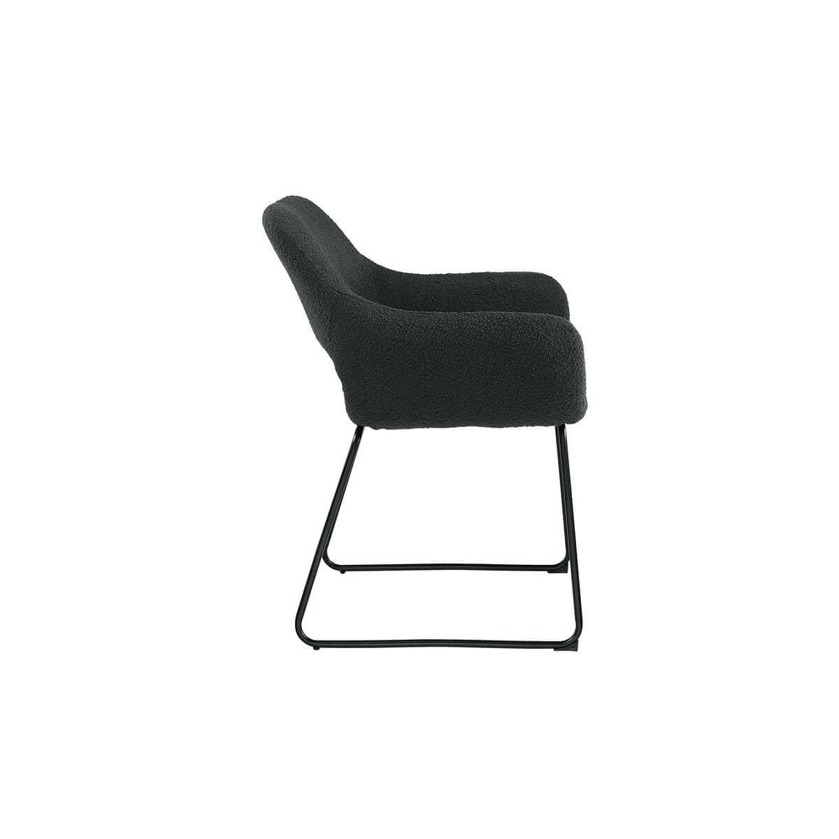 Armlehnstuhl mit Rücken Cut-Out Bouclé Stoff Anthrazit - SalesFever