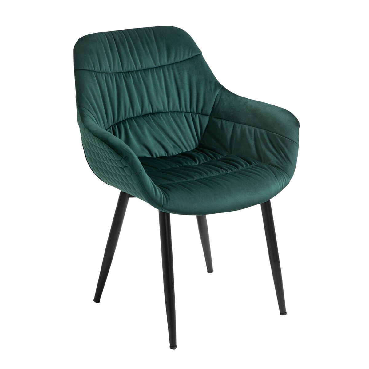 Armchair with honeycomb quilting in fir green velvet - SalesFever