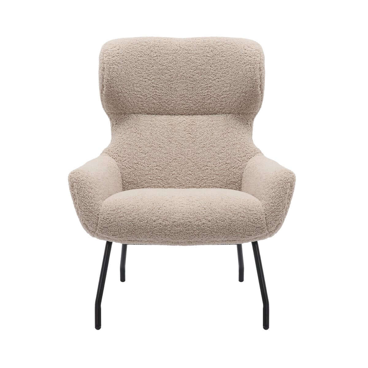 Armchair and stool set teddy fur taupe - SalesFever