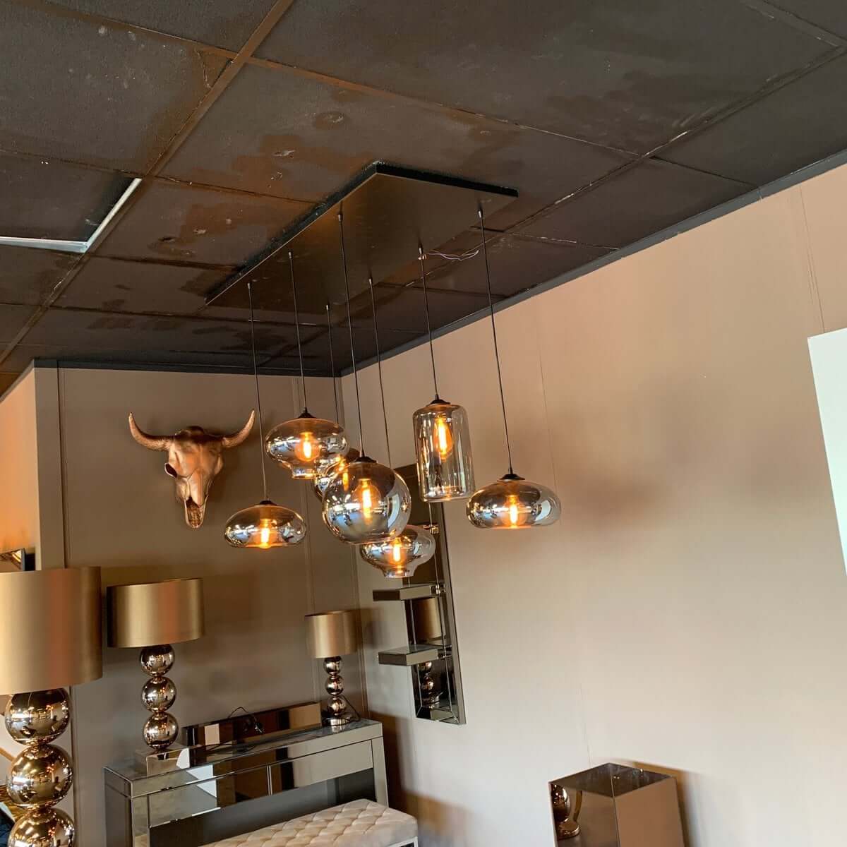 Ava Hanging Lamp Smoke Glass 7-Light - Luxury Living B.V.