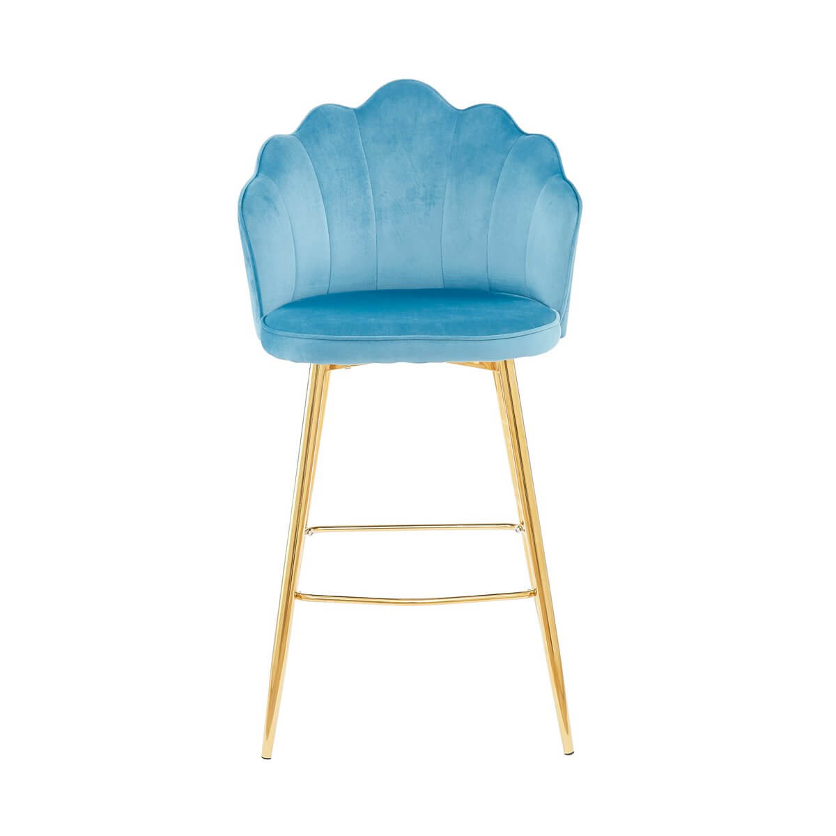 Set of 2 shell design bar stools in blue velvet - SalesFever