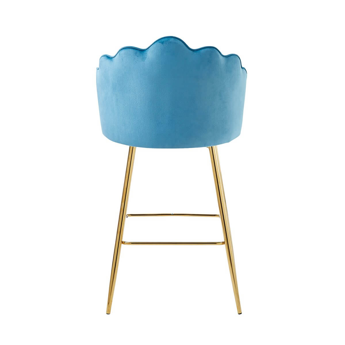 Set of 2 shell design bar stools in blue velvet - SalesFever