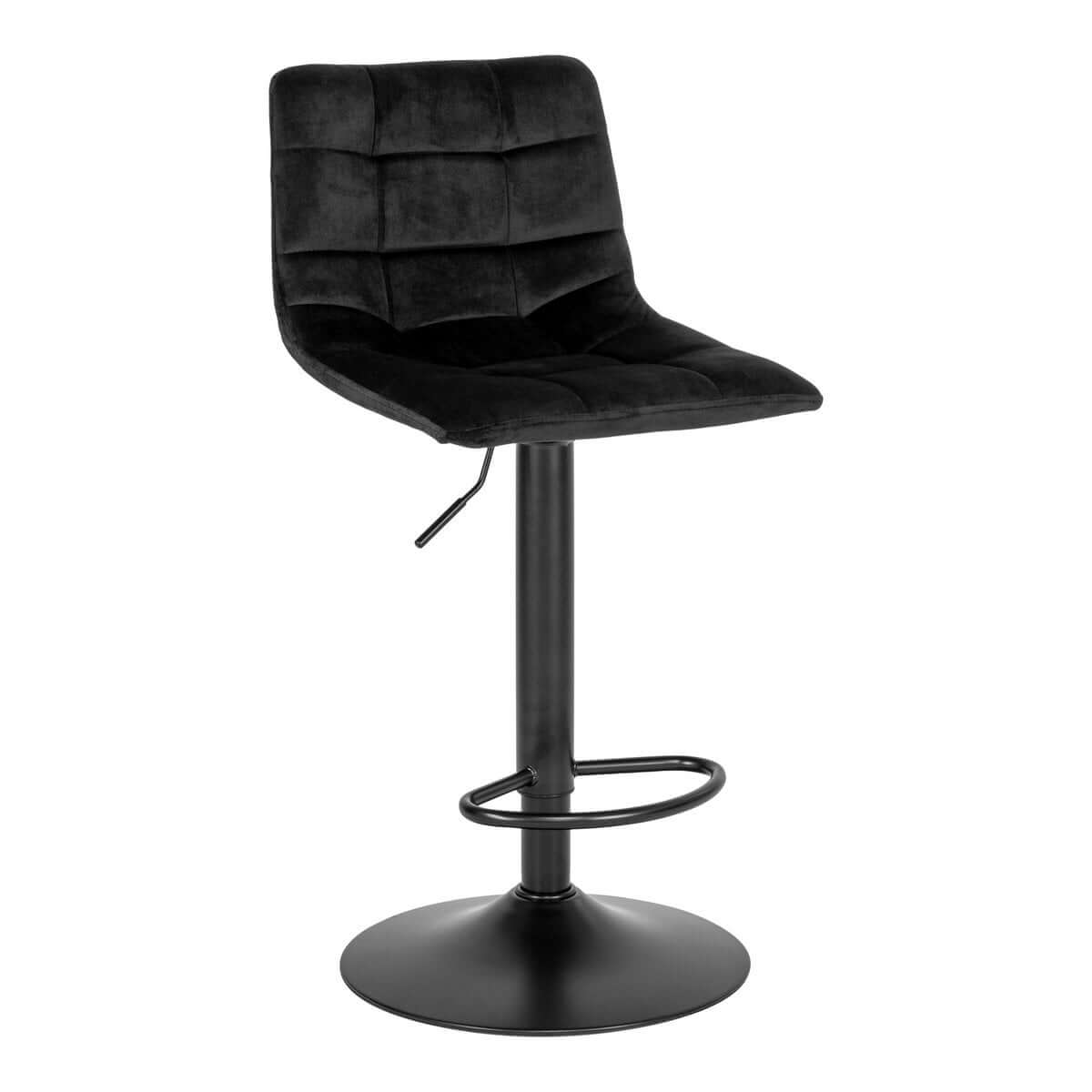 Middelfart Bar Chair - Polyester Velvet, Steel, Black - Set of 2 - House Nordic ApS