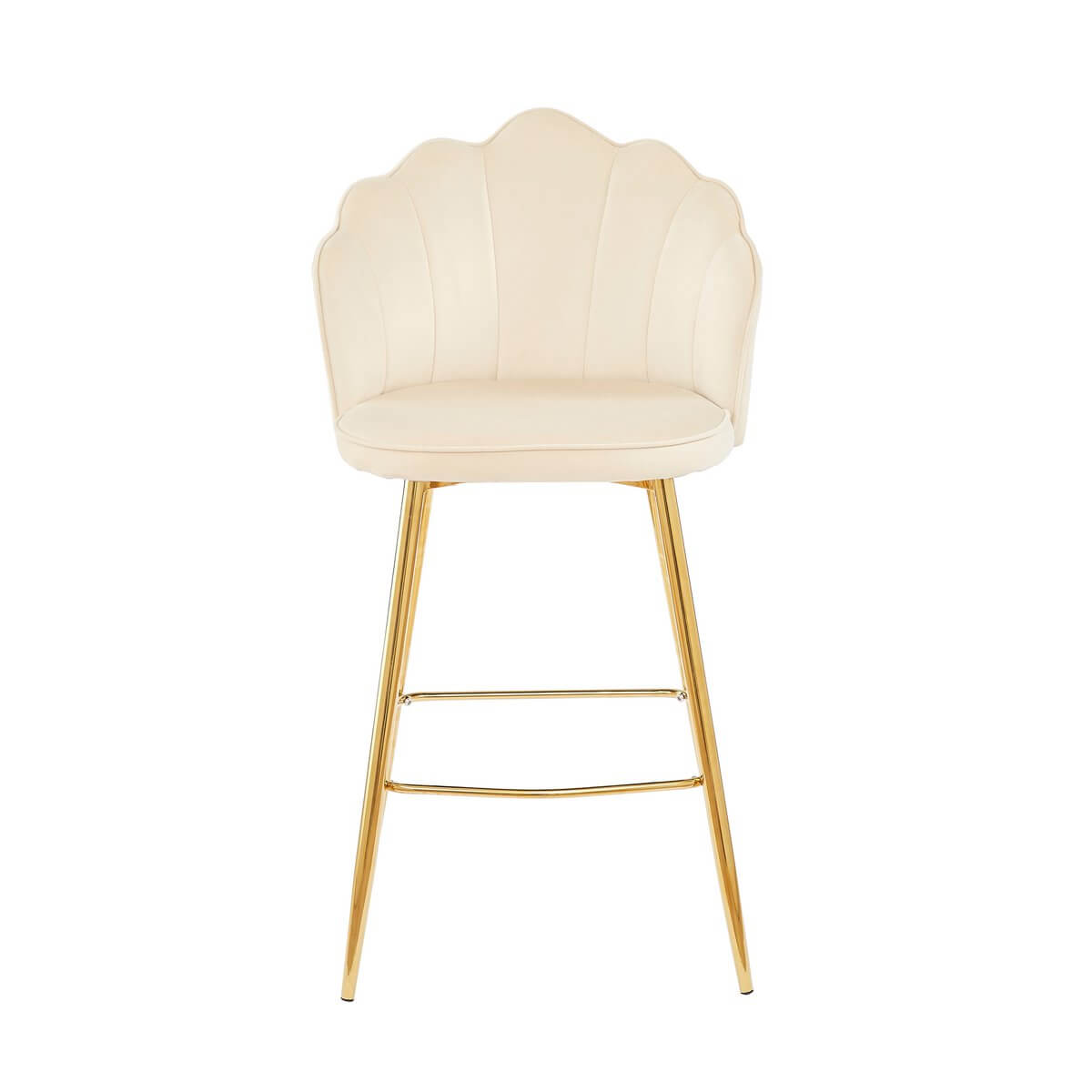 Set of 2 shell design bar stools in beige velvet - SalesFever
