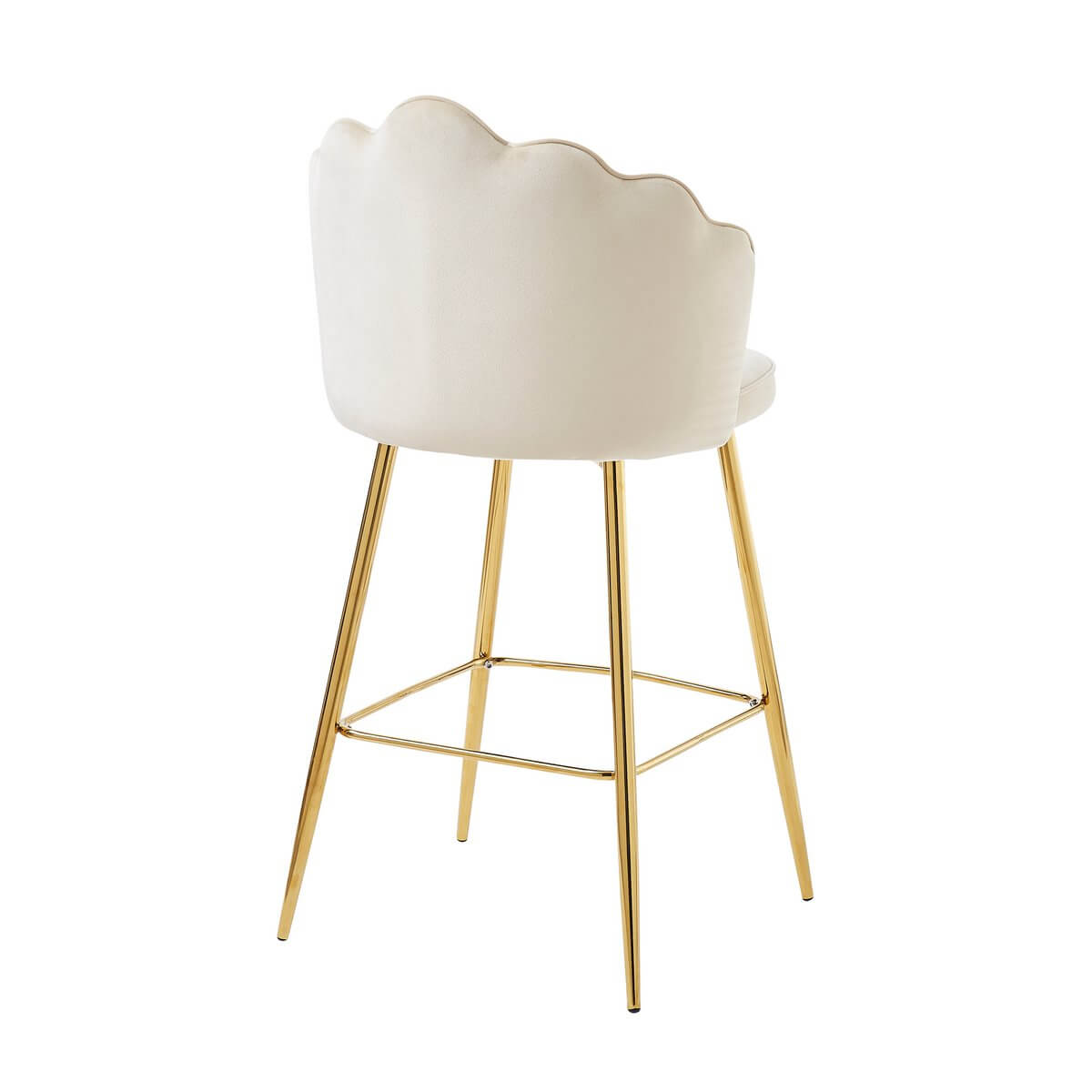Set of 2 shell design bar stools in beige velvet - SalesFever