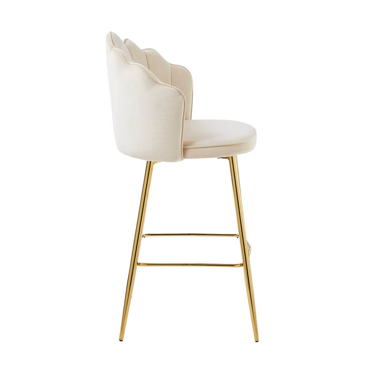 Set of 2 shell design bar stools in beige velvet - SalesFever