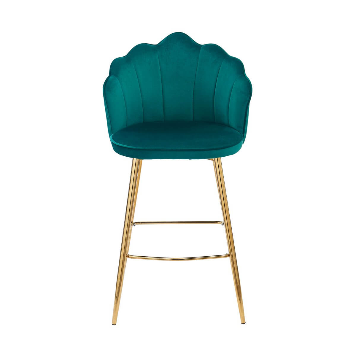 Set of 2 Shell Design Velvet Bar Stools Green - SalesFever