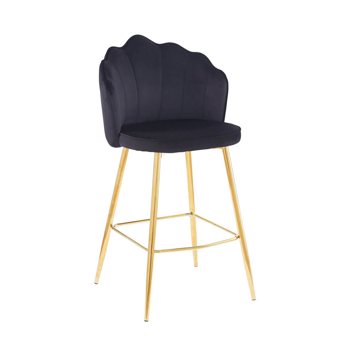 Set of 2 shell design bar stools in black velvet - SalesFever
