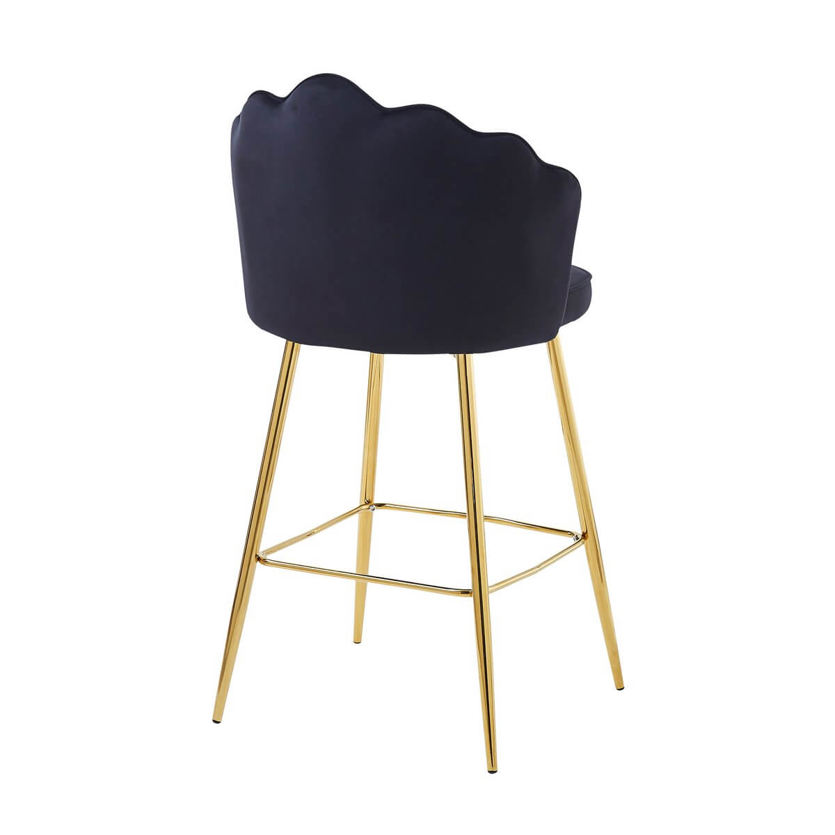 Set of 2 shell design bar stools in black velvet - SalesFever